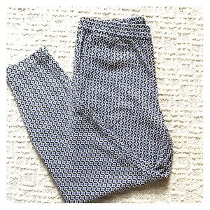 H&M blue/white/black tapered ankle pants size 8